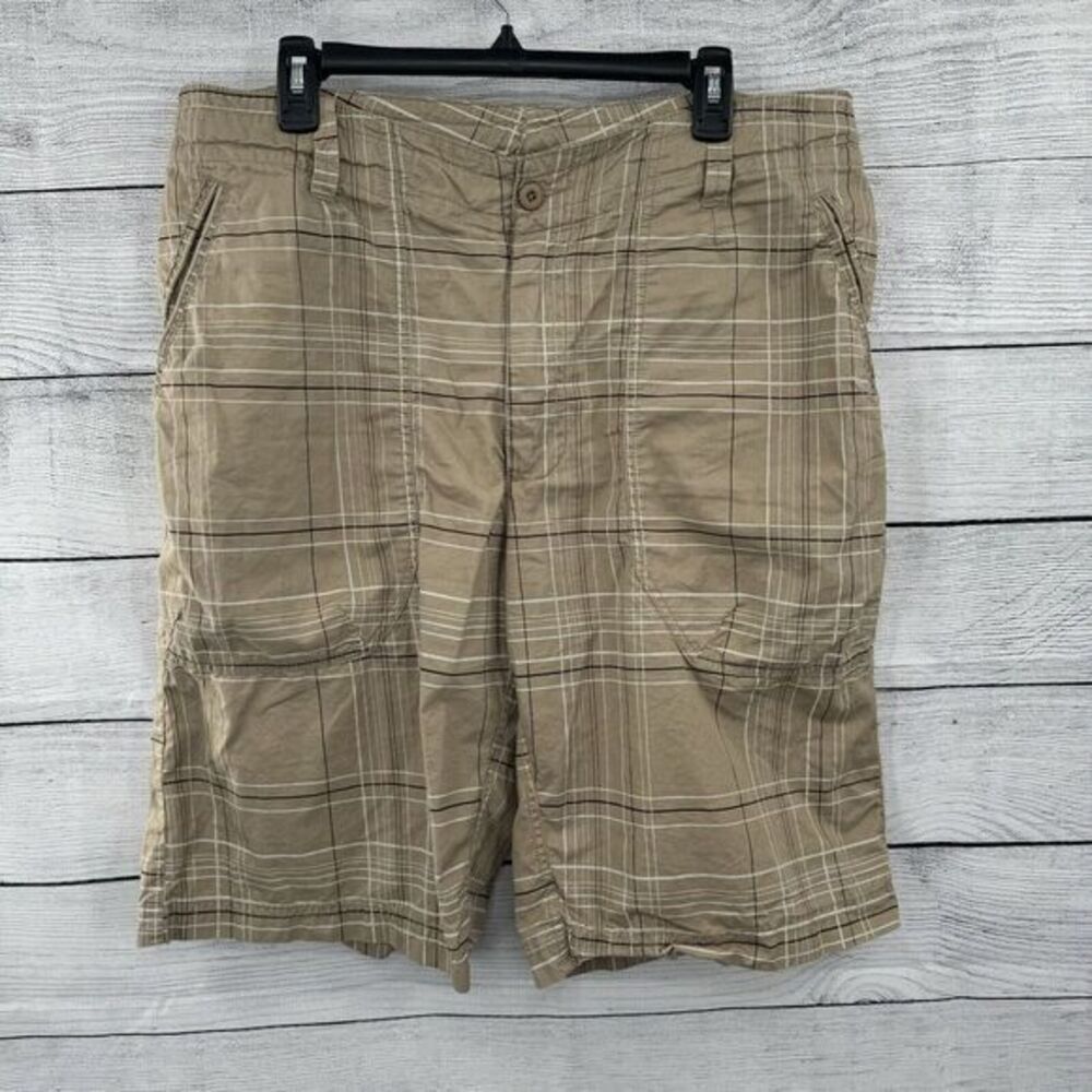 Vintage‎ Nike Sportswear Shorts Mens Large Brown Plaid Bermuda Gray Tag